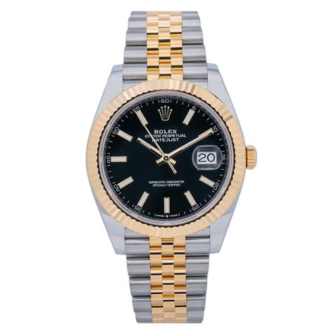 two tone black dial rolex|Rolex datejust 41mm black dial.